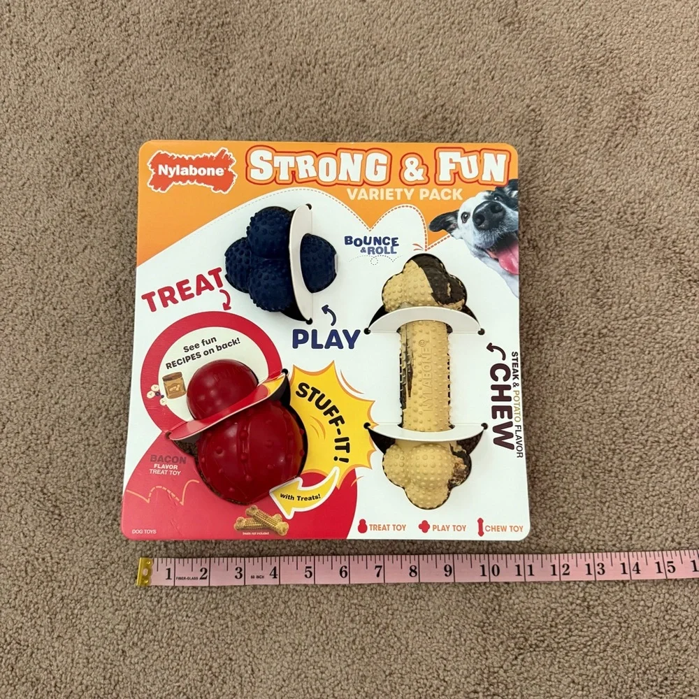 Nylabone Strong & Fun Variety Pack Dog Toys - Red, Blue, Brown
